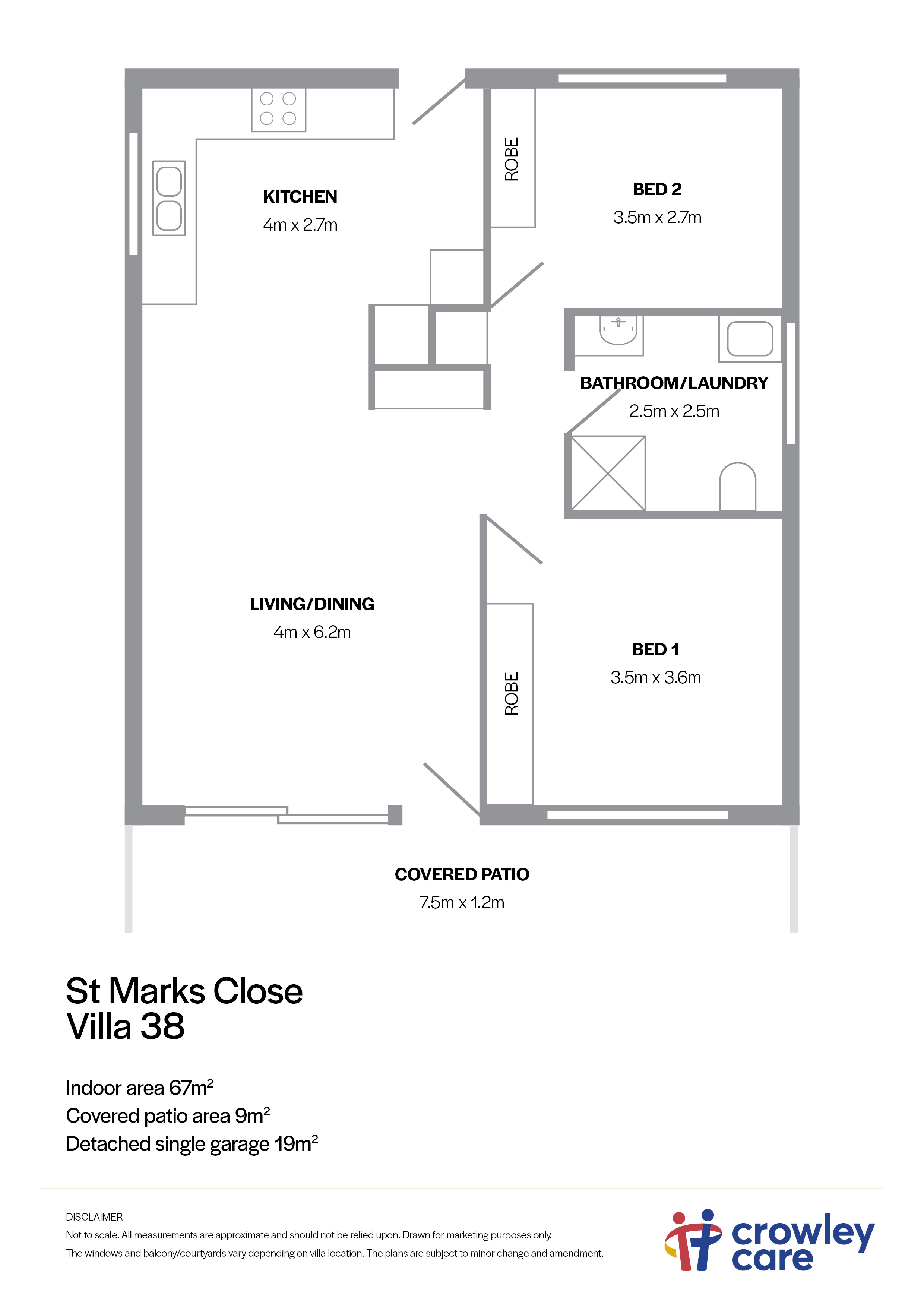 floorplan of 38 St Marks Close villa